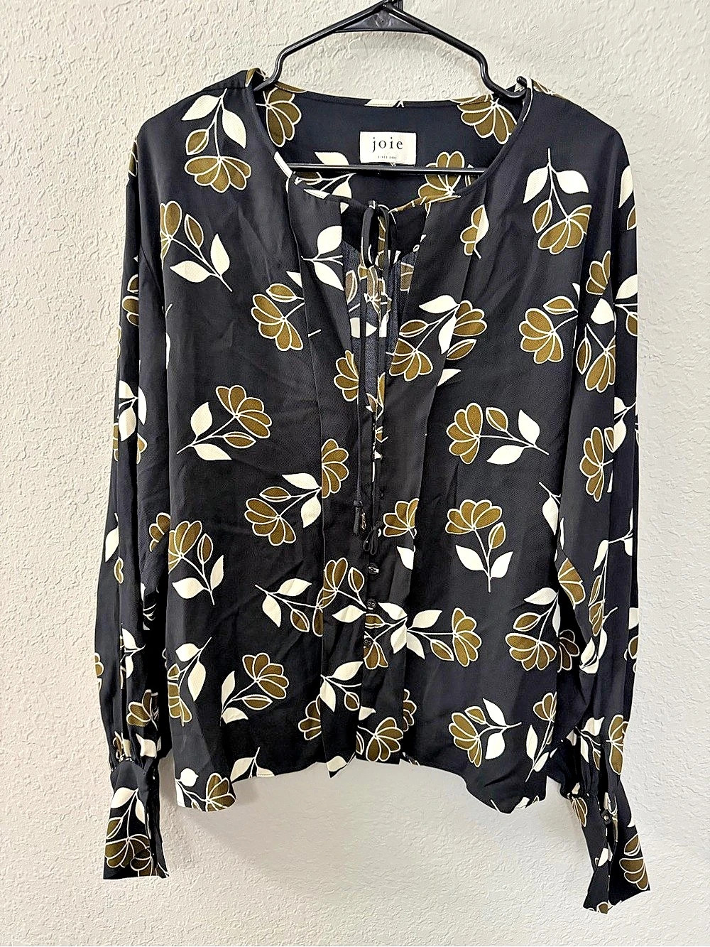 joie Zosia Long Sleeve Top Floral Blouse Black & Brown
